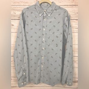 Merona men’s long sleeve dog print button down